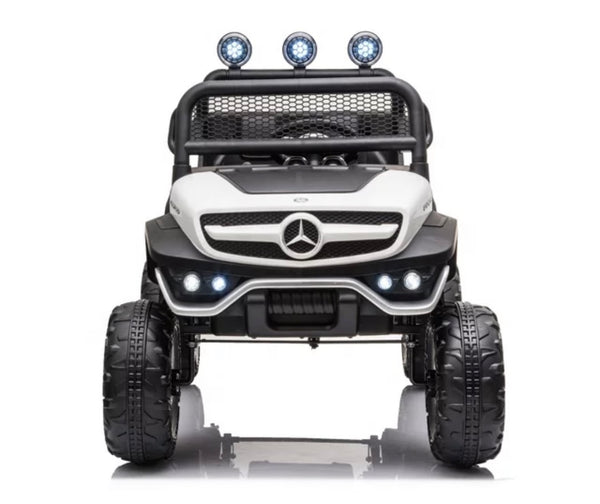 Rutas CR58 Mini Mercedes Benz Unimog 12V - Llantas de hule - Asientos de cuero - 4x4 con Control Remoto
