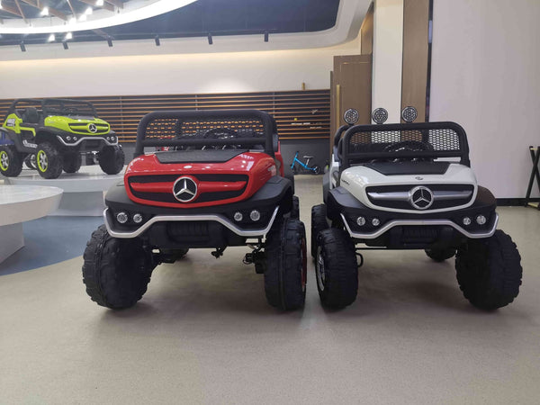 Rutas CR58 Mini Mercedes Benz Unimog 12V - Llantas de hule - Asientos de cuero - 4x4 con Control Remoto