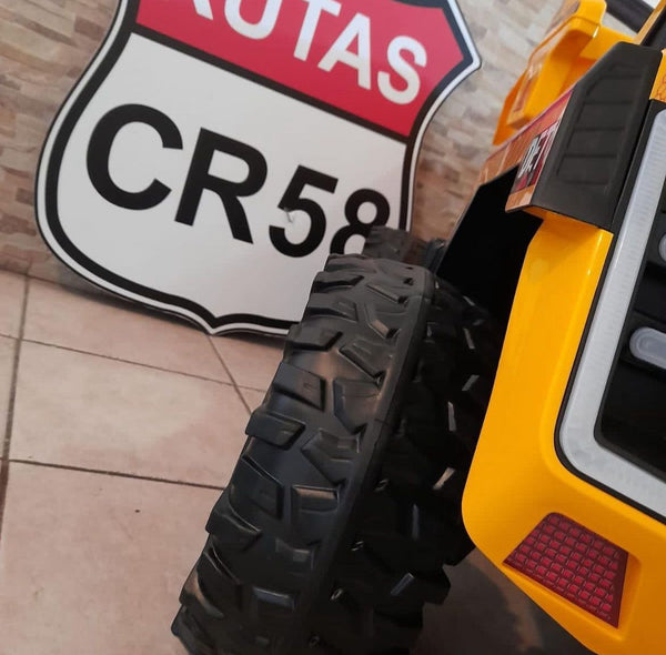 2023 Rutas Cr58 Vagoneta - Amarilla - 12V - Llantas de hule - Asientos de cuero -  4 Motores - Control remoto - Hasta los 7 Años