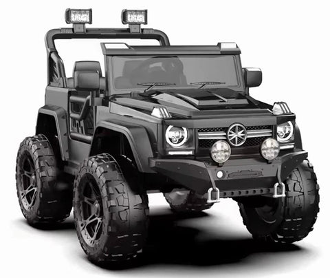 2024 Rutas CR58 - Estilo Jeep Daytona  - Negro - 12V - Cuatro Motores - Llantas de hule - Asientos de cuero - Control Remoto - Hasta 6 Años.