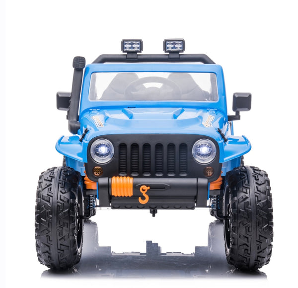 2023 Rutas Cr58 Jeep Comanche - Color Azul - 80 Kg de carga - 12V - Llantas de plástico - Asientos plásticos - 4 Motores - Control Remoto - Hasta 7 Años