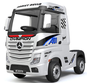 Encargo 2025 Rutas CR58 Cabezal Mercedes - Blanco -  24 Voltios - Llantas de Hule - Asientos de cuero - 4 Motores - Control Remoto - Hasta 7 años