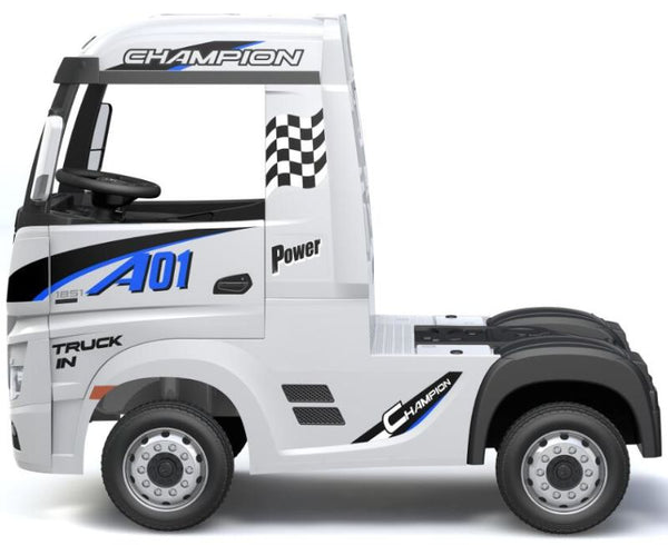 Encargo 2025 Rutas CR58 Cabezal Mercedes - Blanco -  24 Voltios - Llantas de Hule - Asientos de cuero - 4 Motores - Control Remoto - Hasta 7 años
