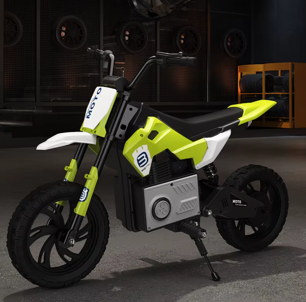 Encargo 2025 Rutas CR58 Mini Moto Cross - 24 Voltios - Verde - Llantas de hule - Asiento de cuero - Hasta 9 Años