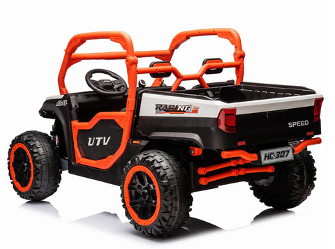 Encargo 2025 Rutas CR58 UTV EcoRider - 24 Voltios - 4 Motores - Color blaco con naranja - Llantas de Hule - Asiento de cuero - Control Remoto - Hasta 7 Años