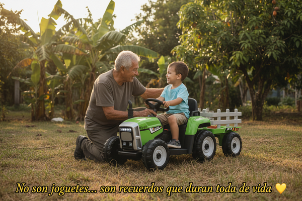 Carrito Eléctrico para niños • Tractor • Verde • 12 Voltios • Rutas Cr58 ER26