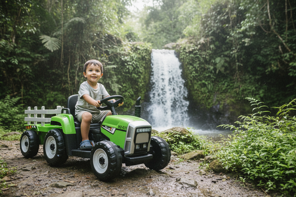 Carrito Eléctrico para niños • Tractor • Verde • 12 Voltios • Rutas Cr58 ER26