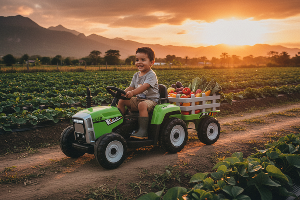 Carrito Eléctrico para niños • Tractor • Verde • 12 Voltios • Rutas Cr58 ER26
