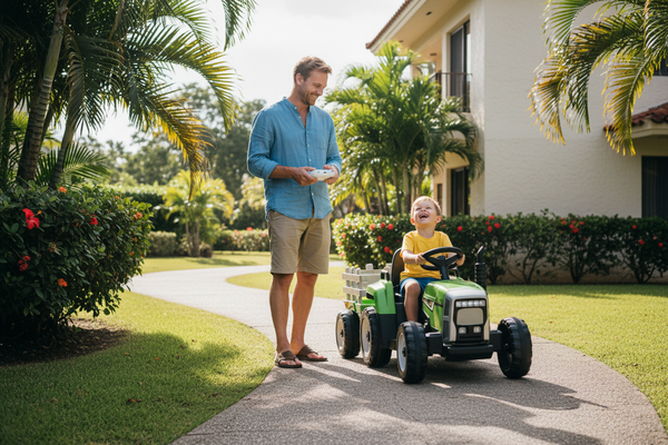 Carrito Eléctrico para niños • Tractor • Verde • 12 Voltios • Rutas Cr58 ER26