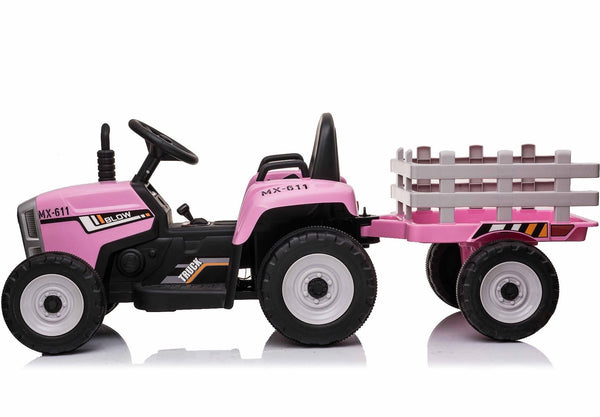 Carrito Eléctrico para niños • Tractor • Rosado • 12 Voltios • Rutas Cr58 ER26