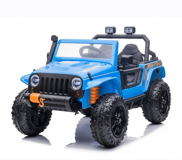 2023 Rutas Cr58 Jeep Comanche - Color Azul - 80 Kg de carga - 12V - Llantas de plástico - Asientos plásticos - 4 Motores - Control Remoto - Hasta 7 Años