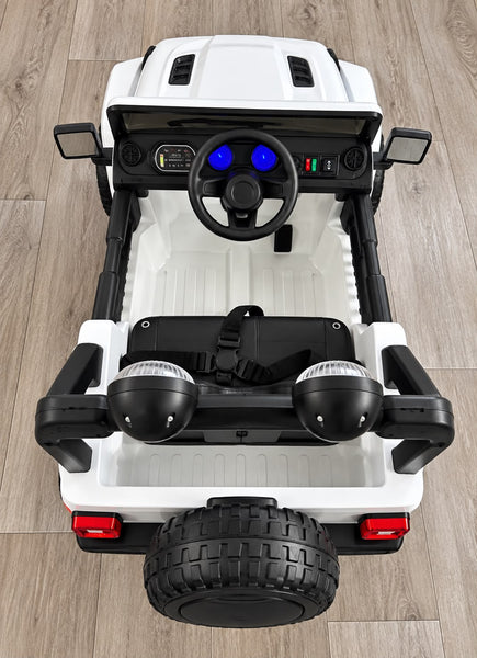 Carrito Eléctrico para niños • Jeep Leyend • Blanco • 12 Voltios • Rutas Cr58 ER26