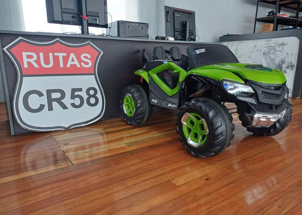 Usaditos • Rutas CR58 • UTV TALAMANCA • 12 Voltios • 2 Motores • Color Verde • Llantas plásticas • Asiento plástico - Control Remoto • Hasta 6 Años