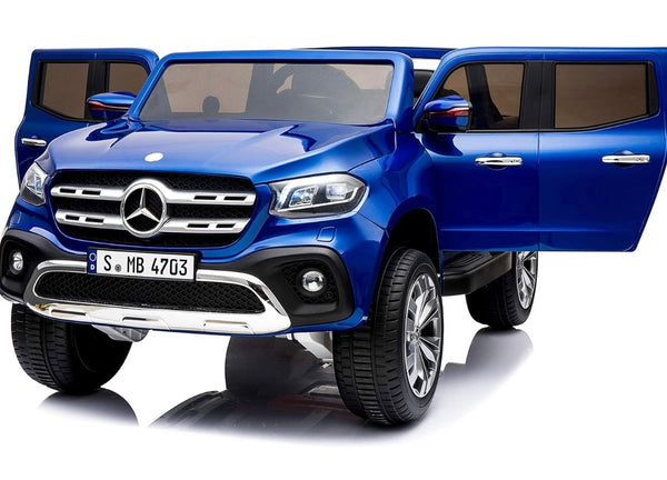 Encargo 2024 Rutas CR58 - Mercedes Benz Pick-up X-CLASS - Azul - 12v - Asientos de cuero - 4 Motores - Control Remoto - Llantas de hule - Hasta 7 Años.