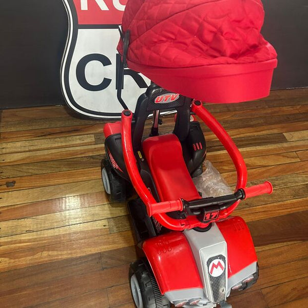 2025 Rutas Cr58 - Chispita - Color Rojo - Llantas plásticas - Asientos Plásticos - 2 Motores - Dosel - Control Remoto - Hasta los 4 años