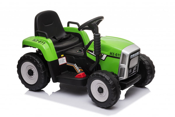 Encargo 2025 Rutas CR58 Tractor - 12 Voltios - 2 Motores - Color Verde con estacas gris - Llantas de Hule - Asiento de cuero - Control Remoto - Carreta - Hasta 5 Años