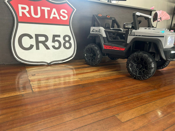 Encargo 2025 Rutas CR58 Estilo Jeep Alápi - 12 Voltios - 4 Motores - Gris - Llantas plásticas - Asiento de plástico- Control Remoto - Hasta 5 Años
