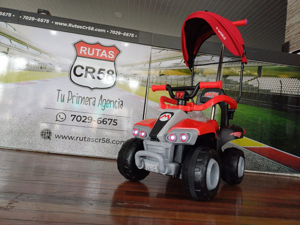 2025 Rutas Cr58 - Chispita - Color Rojo - Llantas plásticas - Asientos Plásticos - 2 Motores - Dosel - Control Remoto - Hasta los 4 años