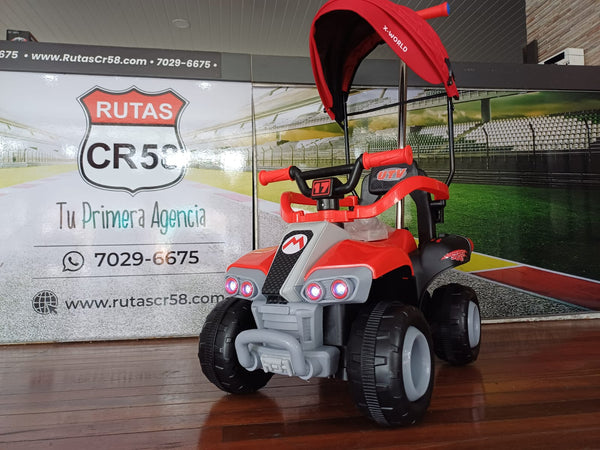 2025 Rutas Cr58 - Chispita - Color Rojo - Llantas plásticas - Asientos Plásticos - 2 Motores - Dosel - Control Remoto - Hasta los 4 años