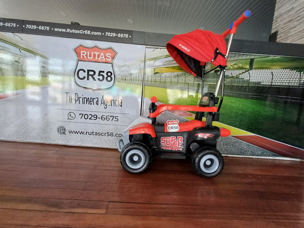 2025 Rutas Cr58 - Chispita - Color Rojo - Llantas plásticas - Asientos Plásticos - 2 Motores - Dosel - Control Remoto - Hasta los 4 años