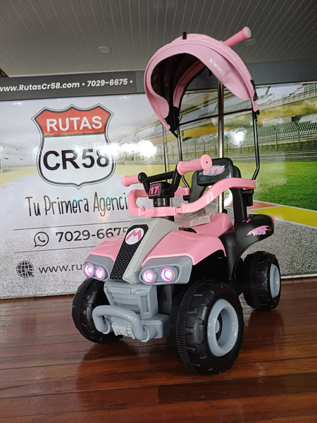 2025 Rutas Cr58 - Chispita - Color Rosada - Llantas plásticas - Asientos Plásticos - 2 Motores - Dosel - Control Remoto - Hasta los 4 años