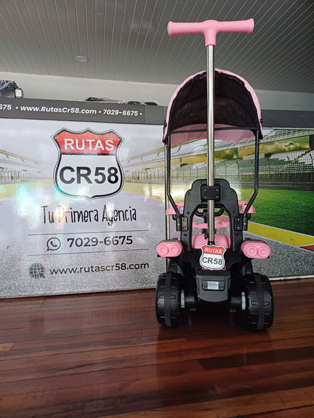 2025 Rutas Cr58 - Chispita - Color Rosada - Llantas plásticas - Asientos Plásticos - 2 Motores - Dosel - Control Remoto - Hasta los 4 años
