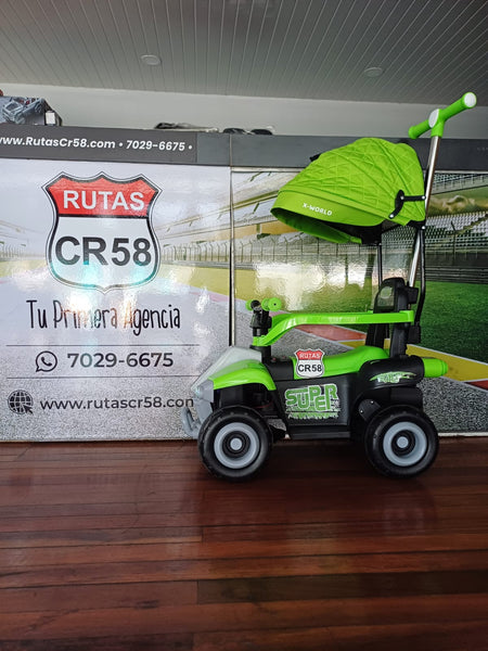 2025 Rutas Cr58 - Chispita - Color Verde - Llantas plásticas - Asientos Plásticos - 2 Motores - Dosel - Control Remoto - Hasta los 4 años