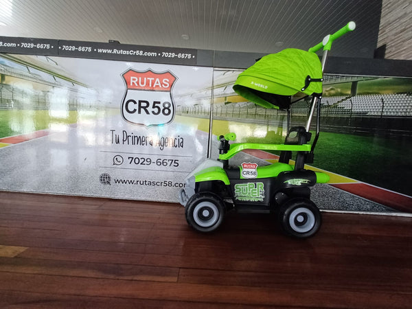 2025 Rutas Cr58 - Chispita - Color Verde - Llantas plásticas - Asientos Plásticos - 2 Motores - Dosel - Control Remoto - Hasta los 4 años