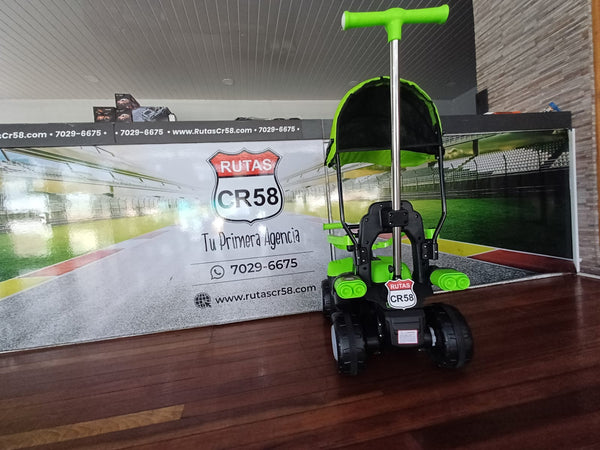2025 Rutas Cr58 - Chispita - Color Verde - Llantas plásticas - Asientos Plásticos - 2 Motores - Dosel - Control Remoto - Hasta los 4 años