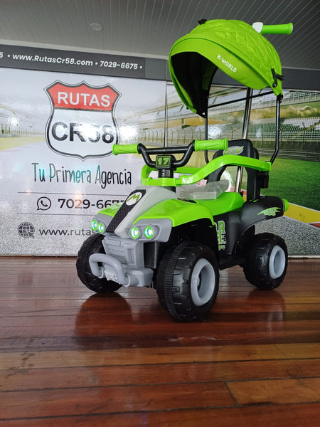 2025 Rutas Cr58 - Chispita - Color Verde - Llantas plásticas - Asientos Plásticos - 2 Motores - Dosel - Control Remoto - Hasta los 4 años