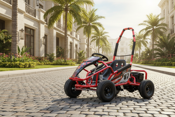 GO-KART Eléctrico para niños • Montana • Rojo • 48 Voltios • Rutas Cr58 ER26