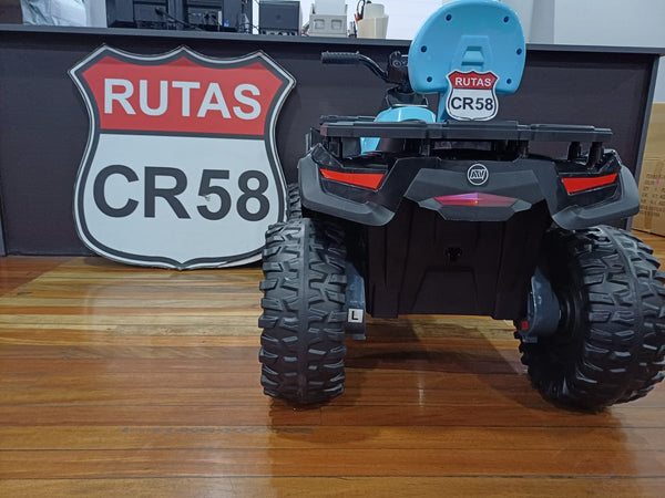 2025 Rutas CR58 • ATV TRX • Celeste • 24 Voltios • Llantas de hule• Asientos de cuero • Cuatro Motores • Hasta 8 Años.