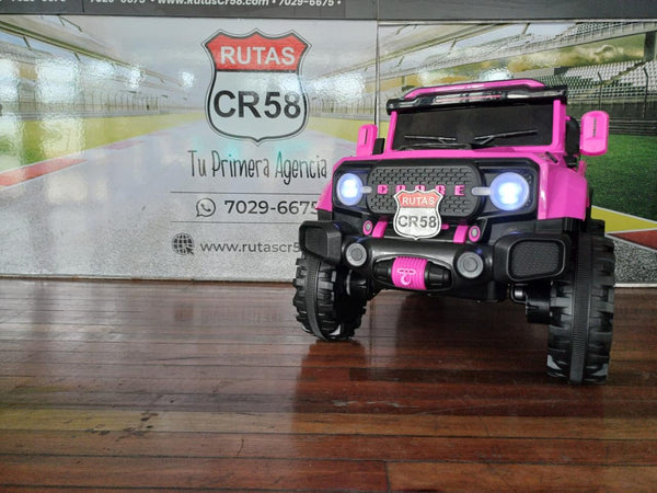 2025 Rutas CR58 Estilo Jeep Wãri- 12 Voltios - 4 Motores - Rosado - Llantas plásticas - Asiento de plástico- Control Remoto - Hasta 4 Años