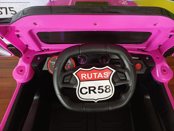 2025 Rutas CR58 Estilo Jeep Wãri- 12 Voltios - 4 Motores - Rosado - Llantas plásticas - Asiento de plástico- Control Remoto - Hasta 4 Años