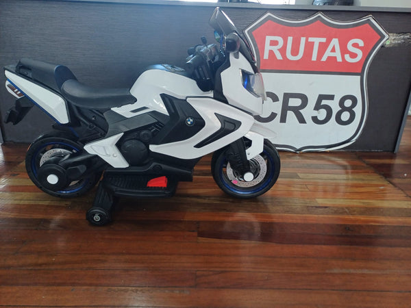 Usaditos 2024 Motocicleta BMW - Blanca - Llantas de plástico  - Asientos plástico - Dos motores - 12V - Hasta 5 Años