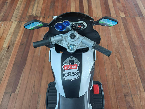 Usaditos 2024 Motocicleta BMW - Blanca - Llantas de plástico  - Asientos plástico - Dos motores - 12V - Hasta 5 Años