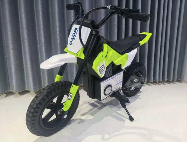 Encargo 2025 Rutas CR58 Mini Moto Cross - 24 Voltios - Verde - Llantas de hule - Asiento de cuero - Hasta 9 Años