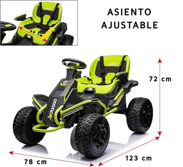 2024 Rutas CR58 • ATV Monteverde • Verde • 12V • 4 Motores • Llantas de hule • Asiento Plástico • Control remoto • Hasta los 10 años