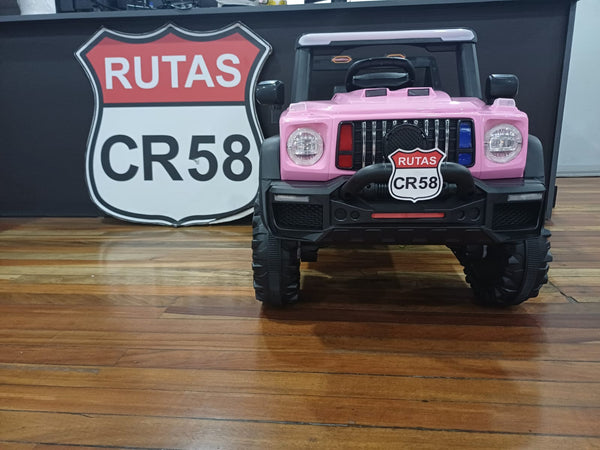 Encargo 2025 Rutas CR58 Estilo Jeep Alápi - 12 Voltios - 4 Motores - Rosado - Llantas plásticas - Asiento de plástico- Control Remoto - Hasta 5 Años