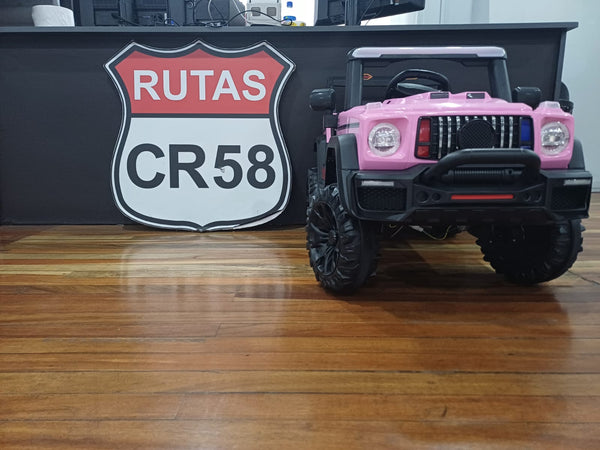 Encargo 2025 Rutas CR58 Estilo Jeep Alápi - 12 Voltios - 4 Motores - Rosado - Llantas plásticas - Asiento de plástico- Control Remoto - Hasta 5 Años