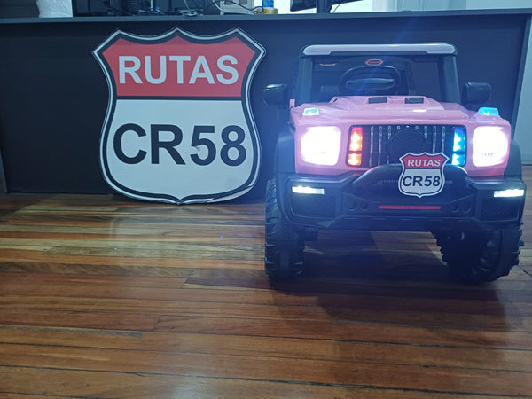 Encargo 2025 Rutas CR58 Estilo Jeep Alápi - 12 Voltios - 4 Motores - Rosado - Llantas plásticas - Asiento de plástico- Control Remoto - Hasta 5 Años