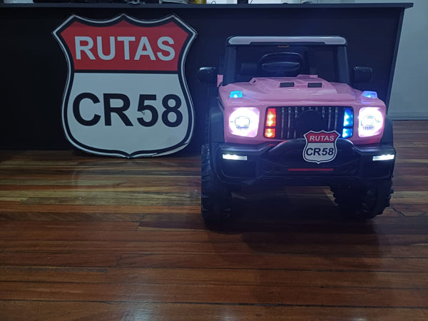 Encargo 2025 Rutas CR58 Estilo Jeep Alápi - 12 Voltios - 4 Motores - Rosado - Llantas plásticas - Asiento de plástico- Control Remoto - Hasta 5 Años