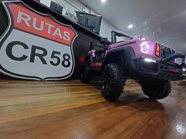 Encargo 2025 Rutas CR58 Estilo Jeep Alápi - 12 Voltios - 4 Motores - Rosado - Llantas plásticas - Asiento de plástico- Control Remoto - Hasta 5 Años