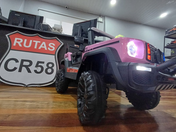 Encargo 2025 Rutas CR58 Estilo Jeep Alápi - 12 Voltios - 4 Motores - Rosado - Llantas plásticas - Asiento de plástico- Control Remoto - Hasta 5 Años