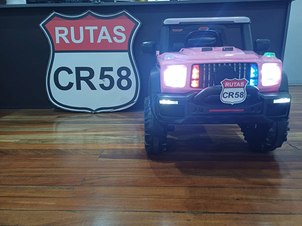 Encargo 2025 Rutas CR58 Estilo Jeep Alápi - 12 Voltios - 4 Motores - Rosado - Llantas plásticas - Asiento de plástico- Control Remoto - Hasta 5 Años