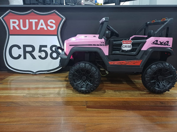 Encargo 2025 Rutas CR58 Estilo Jeep Alápi - 12 Voltios - 4 Motores - Rosado - Llantas plásticas - Asiento de plástico- Control Remoto - Hasta 5 Años
