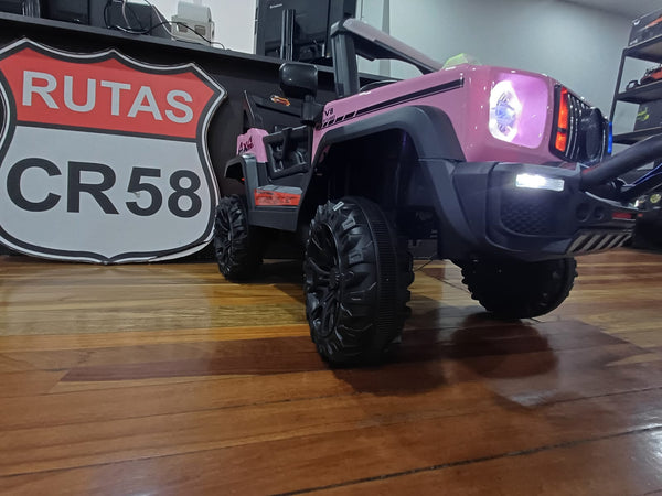 Encargo 2025 Rutas CR58 Estilo Jeep Alápi - 12 Voltios - 4 Motores - Rosado - Llantas plásticas - Asiento de plástico- Control Remoto - Hasta 5 Años