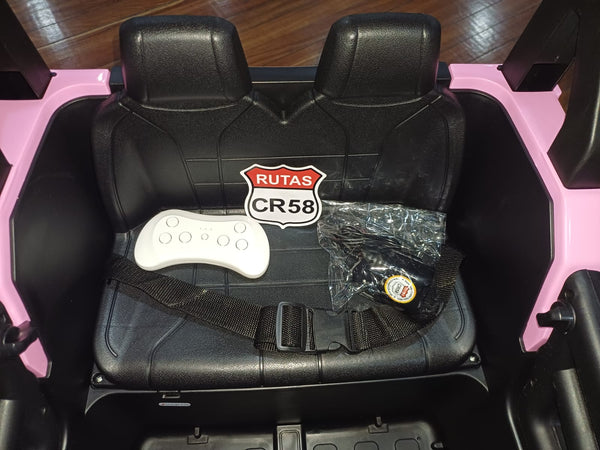 Encargo 2025 Rutas CR58 Estilo Jeep Alápi - 12 Voltios - 4 Motores - Rosado - Llantas plásticas - Asiento de plástico- Control Remoto - Hasta 5 Años