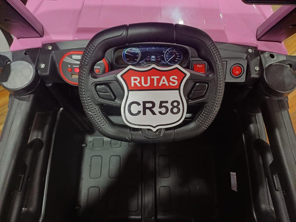 Encargo 2025 Rutas CR58 Estilo Jeep Alápi - 12 Voltios - 4 Motores - Rosado - Llantas plásticas - Asiento de plástico- Control Remoto - Hasta 5 Años