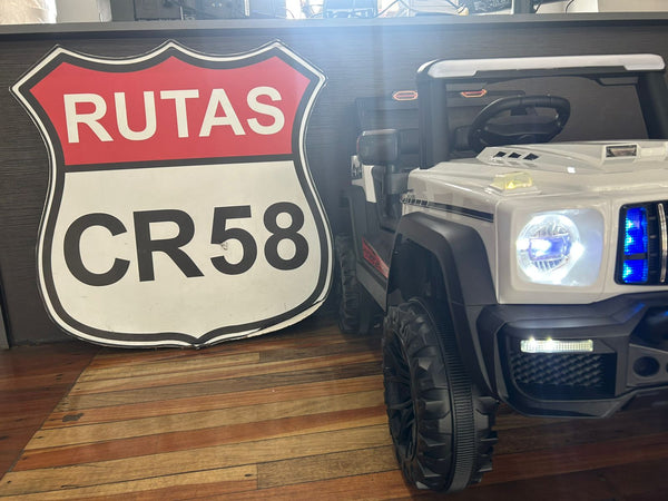 Encargo 2025 Rutas CR58 Estilo Jeep Alápi - 12 Voltios - 4 Motores - Blanco- Llantas plásticas - Asiento de plástico- Control Remoto - Hasta 5 Años